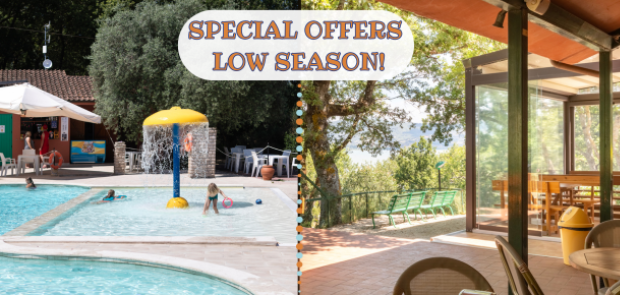 Special offers for low season at a resort with pool.